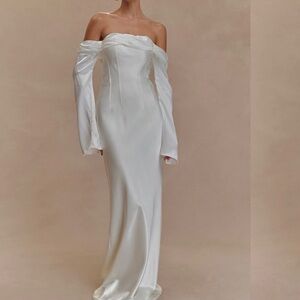 Meshki Strapless White Gown